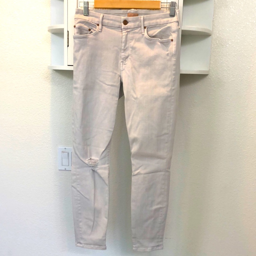 Mother The Looker Crop skinny jeans in ivory